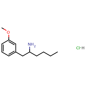 Chemical structure of 1-(3-methoxyphenyl)hexan-2-amine hydrochloride , CAS 3026716-15-1, AChemBlock X213235