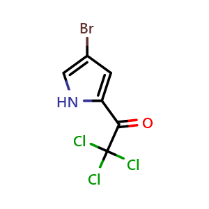 Chemical structure of 1-(4-Bromo-1H-pyrrol-2-yl)-2,2,2-trichloro-ethanone , CAS 72652-32-5, AChemBlock X213240
