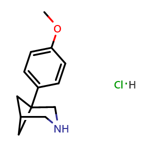 Chemical structure of 1-(4-methoxyphenyl)-3-azabicyclo[3.1.1]heptane hydrochloride , CAS 1823933-41-0, AChemBlock X213262