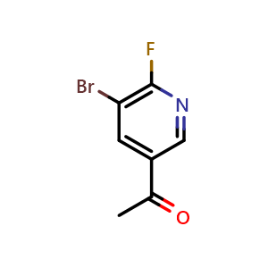 Chemical structure of 1-(5-bromo-6-fluoropyridin-3-yl)ethan-1-one , CAS 1256822-63-5, AChemBlock X213273