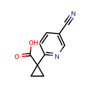 Chemical structure of 1-(5-cyanopyridin-2-yl)cyclopropane-1-carboxylic acid , CAS 2135331-49-4, AChemBlock X213278
