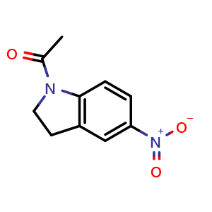 Chemical structure of 1-(5-nitro-2,3-dihydro-1H-indol-1-yl)ethan-1-one , CAS 33632-27-8, AChemBlock X213283