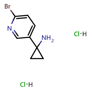 Chemical structure of 1-(6-bromo-3-pyridyl)cyclopropanamine;dihydrochloride , CAS 2920407-96-9, AChemBlock X213286