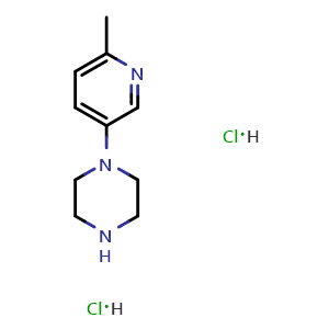 Chemical structure of 1-(6-methylpyridin-3-yl)piperazine dihydrochloride , CAS 2817367-69-2, AChemBlock X213295