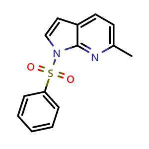 Chemical structure of 1-(benzenesulfonyl)-6-methyl-1H-pyrrolo[2,3-b]pyridine , CAS 896722-51-3, AChemBlock X213307