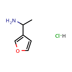 Chemical structure of 1-(furan-3-yl)ethan-1-amine hydrochloride , CAS 1196154-46-7, AChemBlock X213319