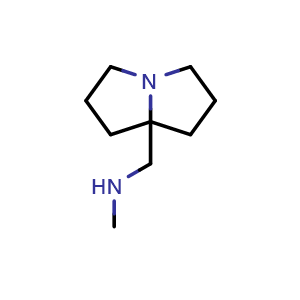 Chemical structure of 1-(Hexahydro-1H-pyrrolizin-7a-yl)-N-methylmethanamine , CAS 80843-04-5, AChemBlock X213321