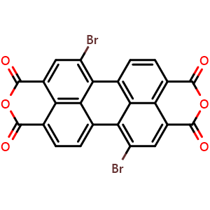 Chemical structure of 1,7-Dibromo-3,4,9,10-perylenetetracarboxylic dianhydride , CAS 118129-60-5, AChemBlock X213392