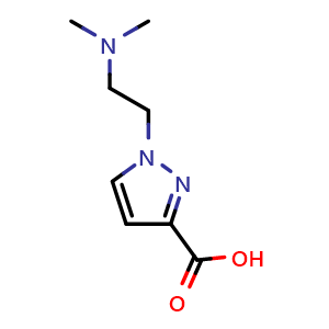 Chemical structure of 1-[2-(dimethylamino)ethyl]-1H-pyrazole-3-carboxylic acid , CAS 1341056-07-2, AChemBlock X213401