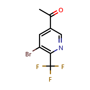 Chemical structure of 1-[5-bromo-6-(trifluoromethyl)pyridin-3-yl]ethan-1-one , CAS 1346252-30-9, AChemBlock X213414