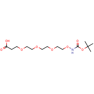 Chemical structure of 1-{[(tert-butoxy)carbonyl]amino}-1,4,7,10-tetraoxatridecan-13-oic acid , CAS 1835759-82-4, AChemBlock X213416