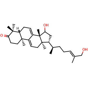 Chemical structure of 15,26-Dihydroxylanosta-7,9(11),24-trien-3-one , CAS 420781-85-7, AChemBlock X213432