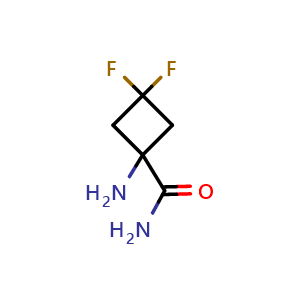 Chemical structure of 1-amino-3,3-difluoro-cyclobutanecarboxamide , CAS 2092577-73-4, AChemBlock X213437