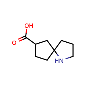 Chemical structure of 1-azaspiro[4.4]nonane-7-carboxylic acid , CAS 1531200-93-7, AChemBlock X213441