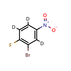 Chemical structure of 1-bromo-2,4,5-trideuterio-6-fluoro-3-nitro-benzene , CAS 2955551-76-3, AChemBlock X213461