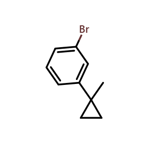 Chemical structure of 1-Bromo-3-(1-methylcyclopropyl)benzene , CAS 1211592-89-0, AChemBlock X213465