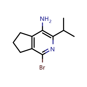 Chemical structure of 1-bromo-3-(propan-2-yl)-5H,6H,7H-cyclopenta[c]pyridin-4-amine , CAS 2676862-50-1, AChemBlock X213466