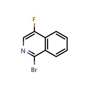 Chemical structure of 1-Bromo-4-fluoroisoquinoline , CAS 1421517-86-3, AChemBlock X213474