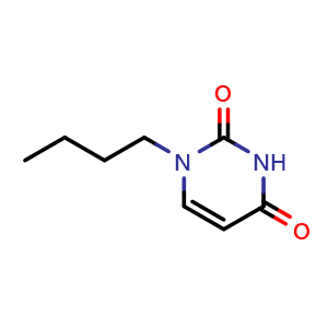 Chemical structure of 1-butyl-1,2,3,4-tetrahydropyrimidine-2,4-dione , CAS 705-06-6, AChemBlock X213477