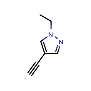 Chemical structure of 1-ethyl-4-ethynyl-1H-pyrazole , CAS 573982-81-7, AChemBlock X213501