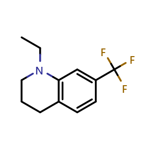 Chemical structure of 1-ethyl-7-(trifluoromethyl)-1,2,3,4-tetrahydroquinoline , CAS 2288709-48-6, AChemBlock X213504