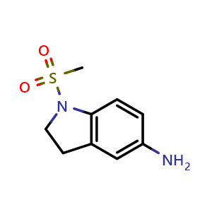Chemical structure of 1-methanesulfonyl-2,3-dihydro-1H-indol-5-amine , CAS 299921-01-0, AChemBlock X213538