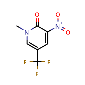Chemical structure of 1-methyl-3-nitro-5-(trifluoromethyl)pyridin-2-one , CAS 1573056-08-2, AChemBlock X213555