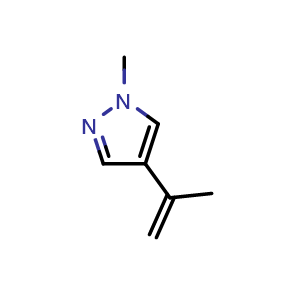 Chemical structure of 1-methyl-4-(prop-1-en-2-yl)-1H-pyrazole , CAS 1343652-00-5, AChemBlock X213557