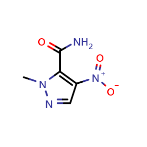 Chemical structure of 1-methyl-4-nitro-1H-pyrazole-5-carboxamide , CAS 92534-72-0, AChemBlock X213559