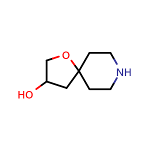 Chemical structure of 1-oxa-8-azaspiro[4.5]decan-3-ol , CAS 757239-76-2, AChemBlock X213581
