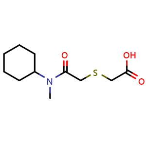 Chemical structure of 2-({[cyclohexyl(methyl)carbamoyl]methyl}sulfanyl)acetic acid , CAS 790232-10-9, AChemBlock X213603