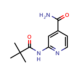 Chemical structure of 2-(2,2-dimethylpropanamido)pyridine-4-carboxamide , CAS 470463-37-7, AChemBlock X213629