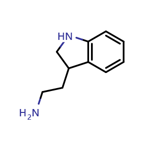 Chemical structure of 2-(2,3-dihydro-1H-indol-3-yl)ethan-1-amine , CAS 13078-91-6, AChemBlock X213630