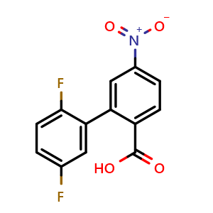Chemical structure of 2-(2,5-difluorophenyl)-4-nitro-benzoic acid , CAS 1261942-55-5, AChemBlock X213634