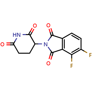 Chemical structure of 2-(2,6-Dioxopiperidin-3-yl)-4,5-difluoroisoindoline-1,3-dione , CAS 2222115-19-5, AChemBlock X213641