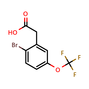 Chemical structure of 2-(2-bromo-5-(trifluoromethoxy)phenyl)acetic acid , CAS 887266-81-1, AChemBlock X213645