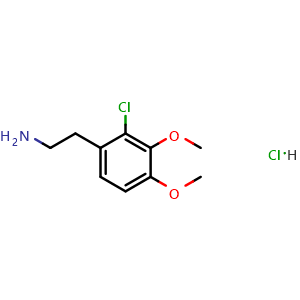 Chemical structure of 2-(2-chloro-3,4-dimethoxyphenyl)ethanamine hydrochloride , CAS 95413-92-6, AChemBlock X213647