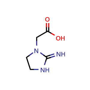 Chemical structure of 2-(2-iminoimidazolidine-1-yl)acetic acid , CAS 35404-50-3, AChemBlock X213657