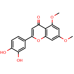 Chemical structure of 2-(3,4-dihydroxyphenyl)-5,7-dimethoxy-4H-chromen-4-one , CAS 90363-40-9, AChemBlock X213668