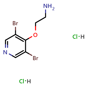 Chemical structure of 2-(3,5-dibromopyridin-4-yloxy)ethanamine dihydrochloride , CAS 3026713-33-4, AChemBlock X213669