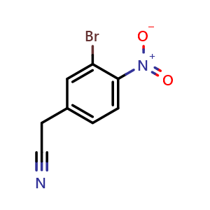 Chemical structure of 2-(3-bromo-4-nitrophenyl)acetonitrile , CAS 124840-60-4, AChemBlock X213676