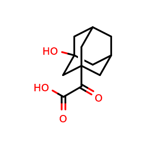 Chemical structure of 2-(3-Hydroxyadamantan-1-yl)-2-oxoacetic acid , CAS 709031-28-7, AChemBlock X213684