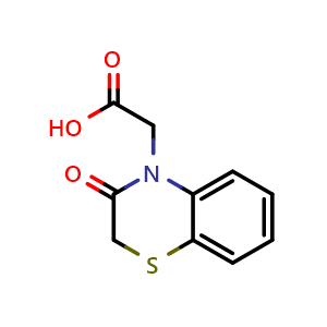 Chemical structure of 2-(3-oxo-3,4-dihydro-2H-1,4-benzothiazin-4-yl)acetic acid , CAS 100637-60-3, AChemBlock X213689