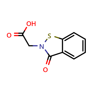 Chemical structure of 2-(3-oxobenzo[d]isothiazol-2(3h)-yl)acetic acid , CAS 82152-06-5, AChemBlock X213690