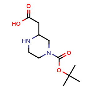 Chemical structure of 2-(4-(tert-butoxycarbonyl)piperazin-2-yl)acetic acid , CAS 183591-72-2, AChemBlock X213697