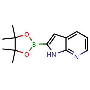 Chemical structure of 2-(4,4,5,5-tetramethyl-1,3,2-dioxaborolan-2-yl)-1H-pyrrolo[2,3-b]pyridine , CAS 2580027-30-9, AChemBlock X213698