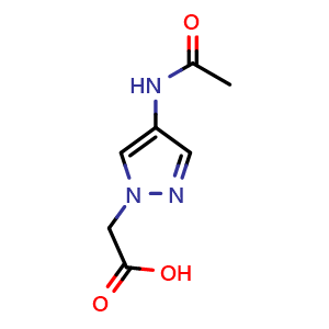 Chemical structure of 2-(4-acetamido-1H-pyrazol-1-yl)acetic acid , CAS 6647-90-1, AChemBlock X213701