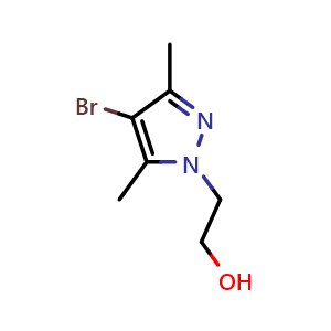 Chemical structure of 2-(4-bromo-3,5-dimethyl-1H-pyrazol-1-yl)ethan-1-ol , CAS 652982-93-9, AChemBlock X213708