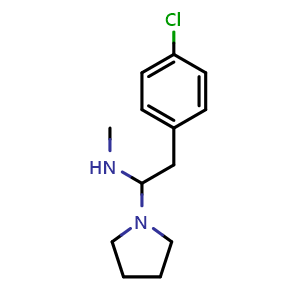 Chemical structure of 2-(4-chlorophenyl)-n-methyl-1-(pyrrolidin-1-yl)ethanamine , CAS 2225879-21-8, AChemBlock X213716