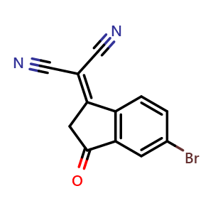 Chemical structure of 2-(5-bromo-3-oxo-2,3-dihydro-1H-inden-1-ylidene)malononitrile , CAS 2304026-60-4, AChemBlock X213730